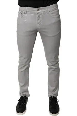 Dolce & Gabbana Bukser, Herre, Grå, S, Denim, Grå Slim Fit Stretch Denim Jeans