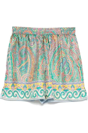 Etro Shorts, Dame, Flerfarvet, S, Multifarvet Paisley Silke Shorts