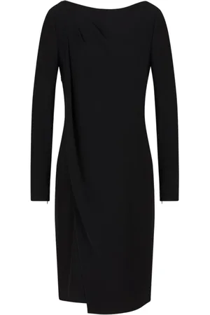 Emporio Armani Kjole, Dame, Sort, XL, Sort Langærmet Rund Hals Kjole