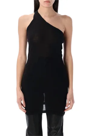 Rick Owens Top, Dame, Sort, M, Uld, One Shoulder Tank Sort Topwear
