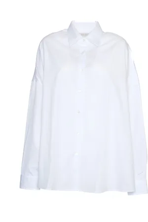 DRIES VAN NOTEN Bluser & Skjorter, Dame, Hvid, M, Bomuld, Hvid Oversized Skjorte med Knapper