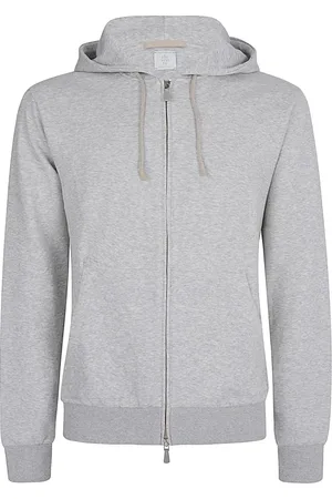 ELEVENTY Sweathshirts & Hoodies, Herre, Grå, S, Bomuld, Hættetrøje i bomuld, cashmere og silke