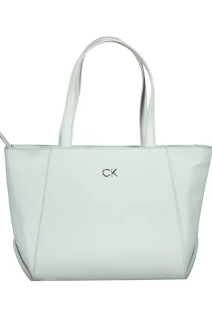 Calvin Klein Taske, Dame, Blå, ONE SIZE, Uld, Blå Skuldertaske med Lynlås Lukning