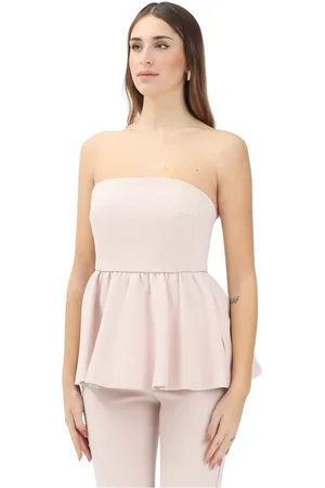 Max Mara Top, Dame, , L, Elegant Pink Strapless Top Ruffle