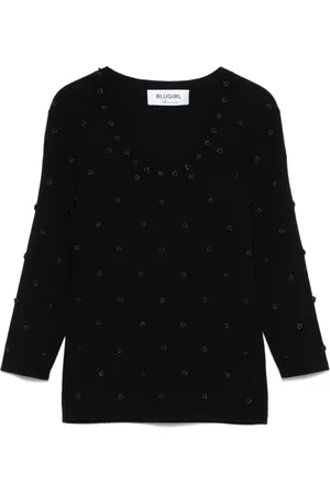 Blugirl Strik, Dame, Sort, L, Sort Strik Trøje Crop Top
