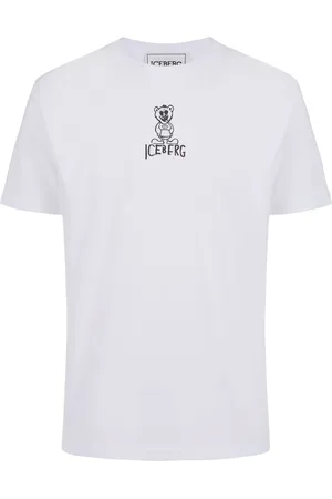 Iceberg Top, Herre, Hvid, L, Bomuld, Hvid slim fit bomulds T-shirt med bjørnetryk og isbjerglogo