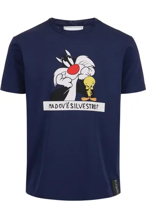 Iceberg Top, Herre, Blå, S, Bomuld, bomuld blå T-shirt med Looney Tunes print