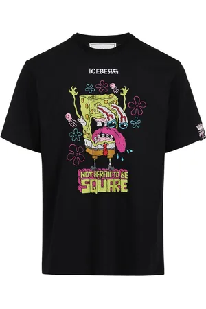 Iceberg Top, Herre, Sort, XL, Uld, Sort almindelig pasform T-shirt med SpongeBob-print