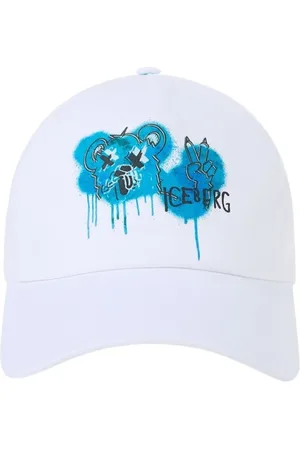 Iceberg Tilbehør, Herre, Hvid, ONE SIZE, Uld, Hvid Gabardine Baseball Cap med Bjørnemotiv