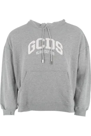 GCDS Sweathshirts & Hoodies, Herre, Grå, M, Bomuld, Grå Lounge Logo Hættetrøje Sweater