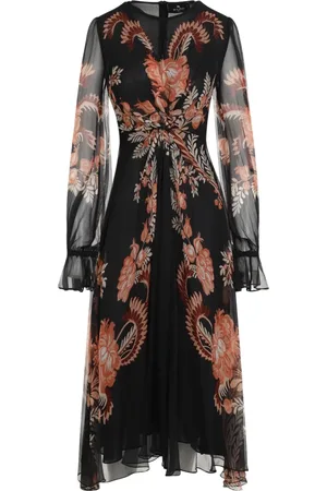 Etro Kjole, Dame, Flerfarvet, XS, Sort Silkekjole Elegant Statement Stykke