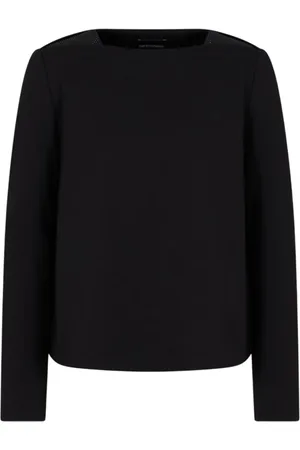 Emporio Armani Strik, Dame, Sort, S, Sort sweater med mikronitter