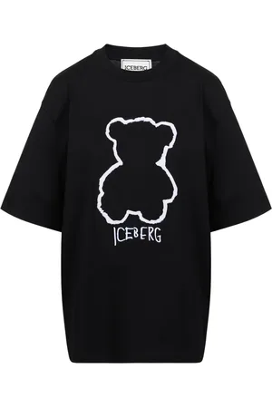 Iceberg Top, Dame, Sort, XS, Bomuld, Sort bomuld jersey T-shirt med bjørnetryk