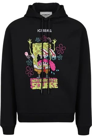 Iceberg Sweathshirts & Hoodies, Herre, Sort, 3XL, Bomuld, Almindelig sort fit hættetrøje med SpongeBob print og logo broderi