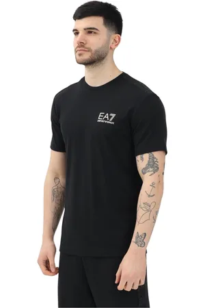EA7 Top, Herre, Sort, 2XL, Bomuld, Sporty Sort Kortærmet T-shirt