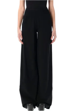 Rick Owens Bukser, Dame, Sort, XS, Uld, Sort uld skæv buks