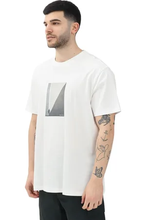 Armani Exchange Top, Herre, Hvid, XL, Bomuld, Hvid Grafisk Print Kortærmet T-shirt