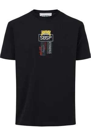 Iceberg Top, Herre, Sort, 3XL, Bomuld, Sort stræk bomulds T-shirt med Spongebob print