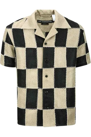 Andersson Bell Skjorte, Herre, Flerfarvet, L, Polyester, Sort Patchwork Skjorte Moderne Pasform