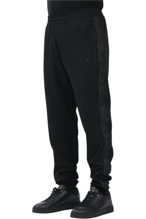 EA7 Bukser, Herre, Sort, S, Polyester, Sporty Sorte Bukser med Dynamisk Design