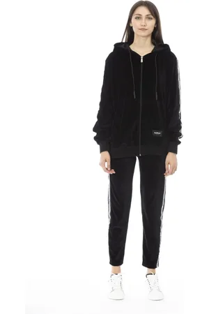 BALDININI Sport, Dame, Sort, 2XL, Bomuld, Velour ZipUp Hoodie Pants Set