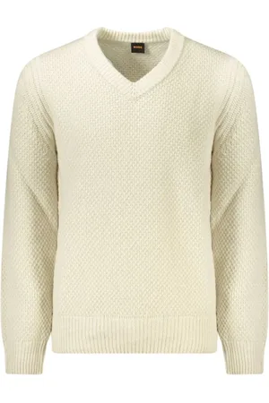 HUGO BOSS Strik, Herre, , S, Uld, Moderne V-udskæring sweater med kontrastdetaljer