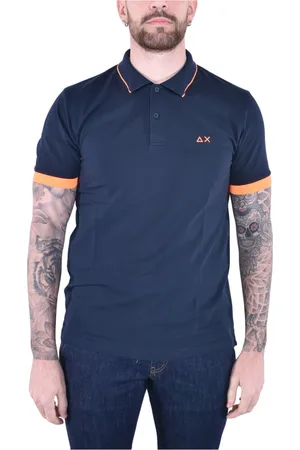 sun68 Top, Herre, Blå, L, Bomuld, Moderne Stribet Polo Shirt Korte Ærmer