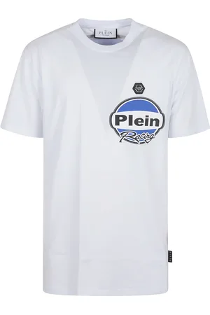 Philipp Plein Top, Herre, Hvid, XL, Bomuld, Grafisk Print T-shirt med Crew Neck