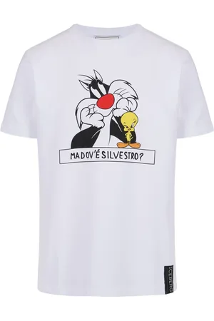 Iceberg Top, Herre, Hvid, M, Bomuld, Hvid bomuldst-shirt med Looney Tunes-print