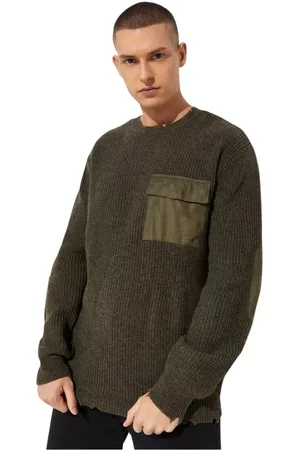 SER.O.YA Strik, unisex, Grøn, S, Uld, Khaki Oversized Sweater Hoodie