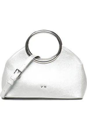V°73 Taske, Dame, Grå, ONE SIZE, Uld, Sølv Clutch Taske med Cirkel Håndtag