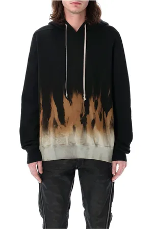 Rick Owens Sweathshirts & Hoodies, Herre, Sort, L, Bomuld, Sorte Flammer Strikvarer Oversize Hættetrøje