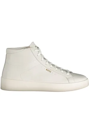 HUGO BOSS Sko, Herre, Hvid, 44 EU, Læder, Stribet læder sports sneakers