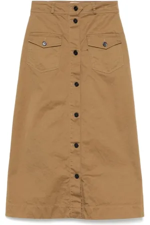 Saint Laurent Nederdel, Dame, Brun, XS, Brun A-Line Nederdel med Forlommer