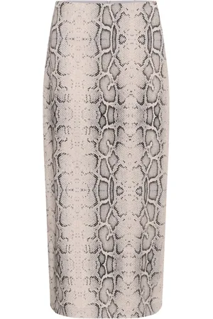 Soaked in Luxury Kjole, Dame, Flerfarvet, XS, Uld, Grå Slange Print Blyant Nederdel