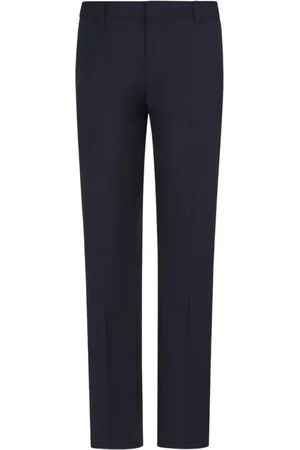 Emporio Armani Bukser, Herre, Blå, 2XL, Tyl, Chino Style Bukser med Logo Plaque