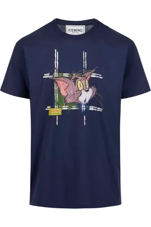 Iceberg Top, Herre, Blå, S, Bomuld, Klassisk regular fit blå T-shirt i bomuld med Tom-print på forsiden