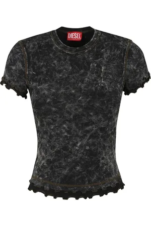 Diesel Top, Dame, Grå, M, Bomuld, Grå T-shirt med abstrakt print