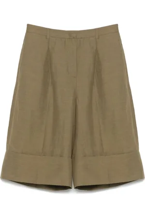 Blugirl Shorts, Dame, Grøn, XS, Grønne Shorts med Ombukkede Manchetter