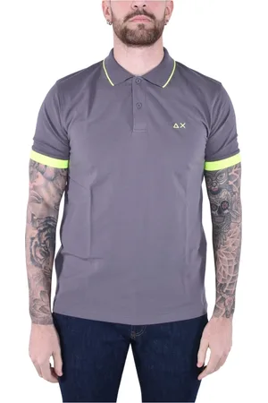 sun68 Top, Herre, Grå, 3XL, Bomuld, Moderne Stribet Polo Shirt Korte Ærmer