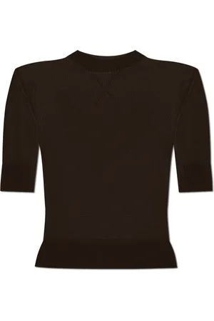 Jil Sander Strik, Dame, Brun, S, Bomuld, Top med broderet logo