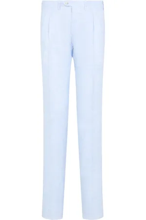 Kiton Bukser, Herre, Blå, L, Linned, Blå Linnedbukser Elegant Stil