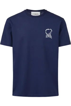 Iceberg Top, Herre, Blå, M, Bomuld, Blå slim fit bomulds T-shirt med bjørnemotiv