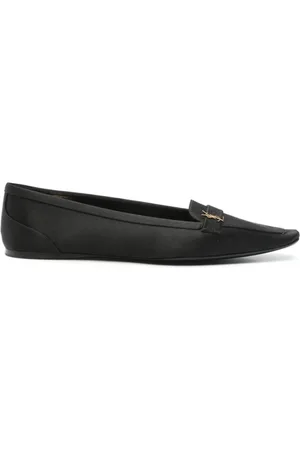 Saint Laurent Sko, Dame, Sort, 40 EU, Sorte flade sko med Cassandre-logo