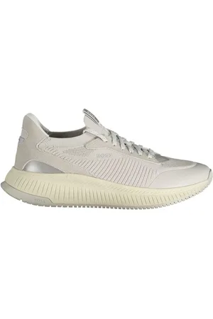 HUGO BOSS Sko, Herre, Grå, 44 EU, Læder, Luksus Læder Sneaker med Kontrastdetaljer
