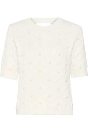 Kaffe Strik, Dame, Hvid, S, Uld, Strik Pullover Sweater Kridt