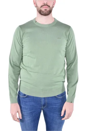 sun68 Strik, Herre, Grøn, XL, Bomuld, Basis langærmet sweater