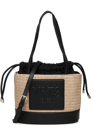 V°73 Taske, Dame, Sort, ONE SIZE, Bomuld, Sort Straw Basket Taske med Snørelukning