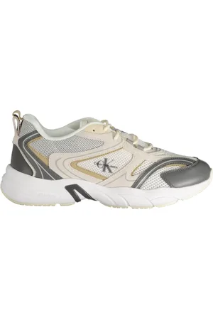 Calvin Klein Sko, Herre, Flerfarvet, 42 EU, Sporty Beige Sneakers med Kontrastdetaljer
