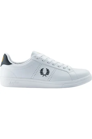 Fred Perry Sko, Herre, Hvid, 43 EU, Læder, Hvide Lædersneakers B721 Stil